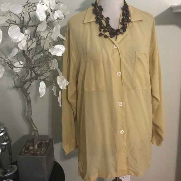 CALVIN KLEIN SHEER BUTTON DOWN TUNIC - Picture 1 of 4